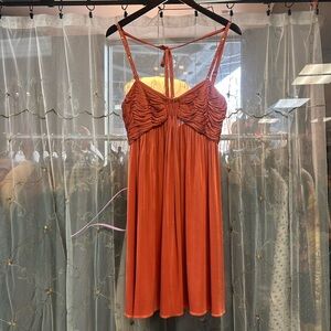 vintage y2k beaded strap bcbg orange midi dress cocktail